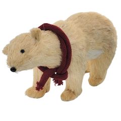 17 " Cream Walking Bear w / Red Scarf 17 x 6.25 x 9 "