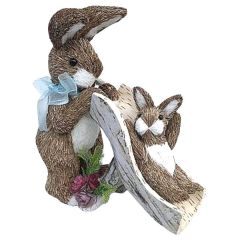 10.25" X 4.25" X 10.75" Grass Rabbits w/ Slide