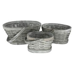 3 Assorted Woodchip Baskets - Gray Wash - (We pick the assortment)