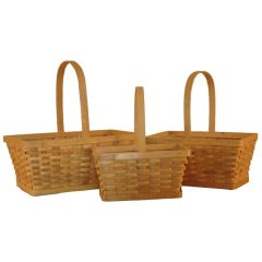 S/3 Rectangle Wood Basket - Natural