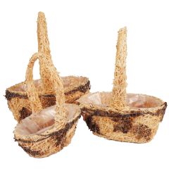 S/3 Rattan Woods Basket W/ Tree Flower