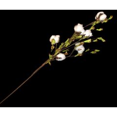 32.25 " Cotton Stem x 6 Heads w / Green Leaves