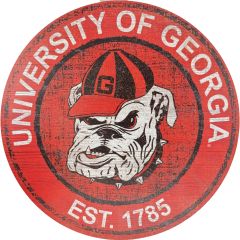 12" Round MDF University Of Georgia - EST. 1785 - Red