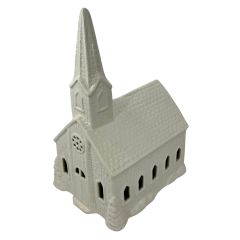 White Ceramic Church W/Light 10X8X15.25"H (SHIPS BY PALLET ONLY)
