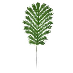 13.5" GLITTER PEACOCK FERN STEM (SINGLE) - GREEN