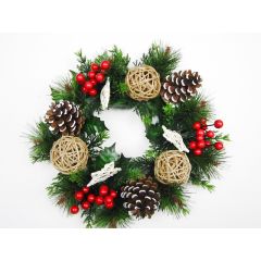 12.5" Vine Star, Pinecone, Vine Ball, Berries, Pine Wreath - Natural
