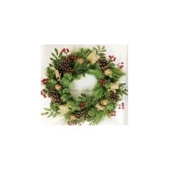 24" Mixed Pine W/Bell P-Cone Berries Wreath -