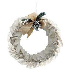 14" Wreath w/ Greenery, Pinecones, Berries and Burlap Bow